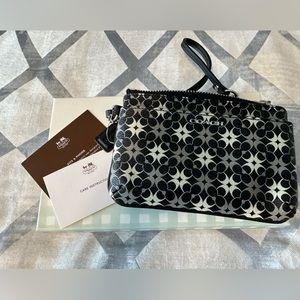Coach Brand New Small Monogram Black Wristlet